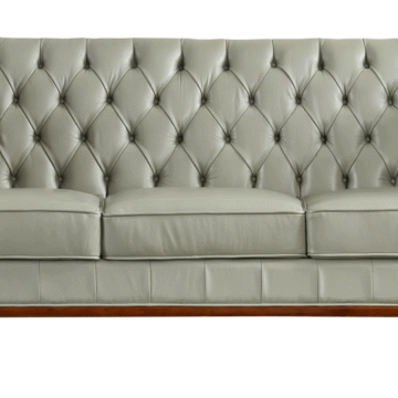 401 Grey Leather Sofa