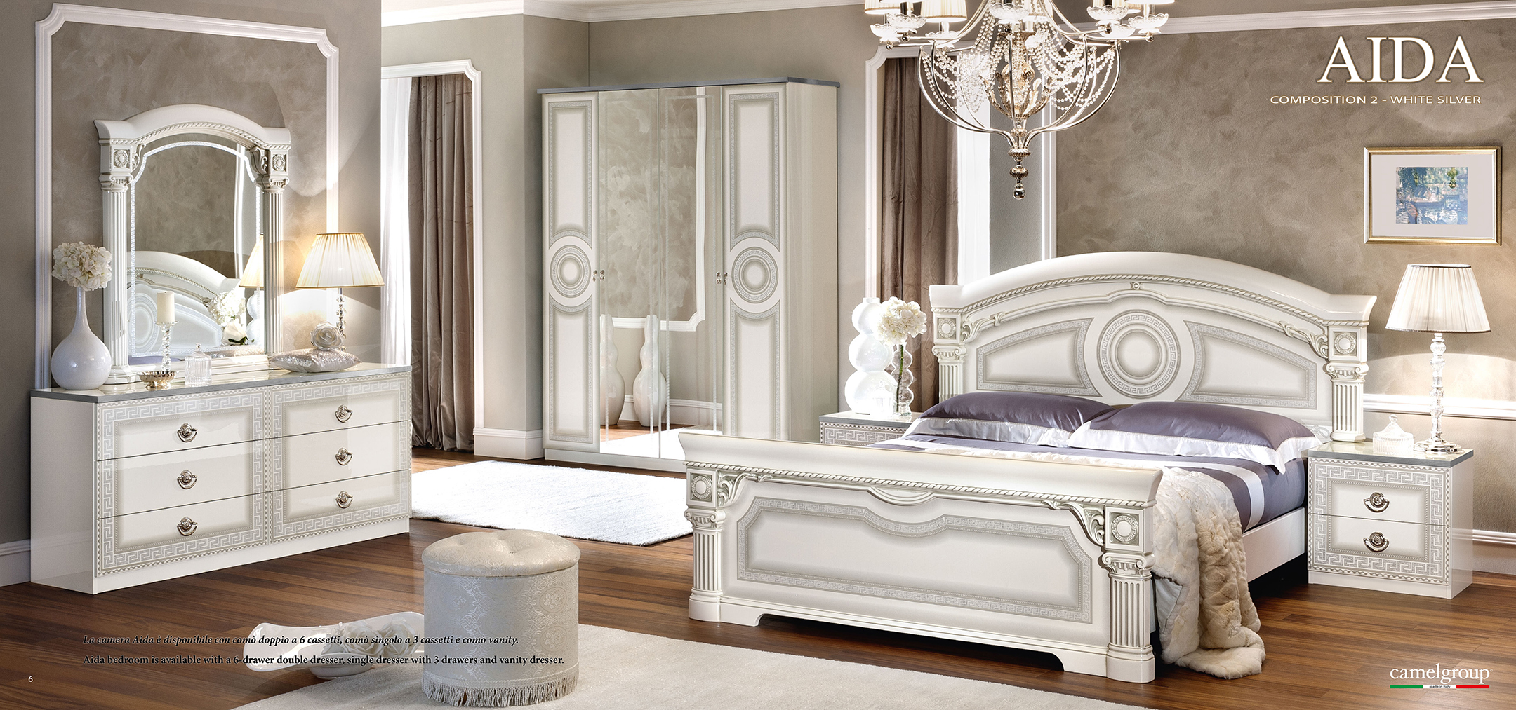 Aida Bed White w/Silver - Image 4