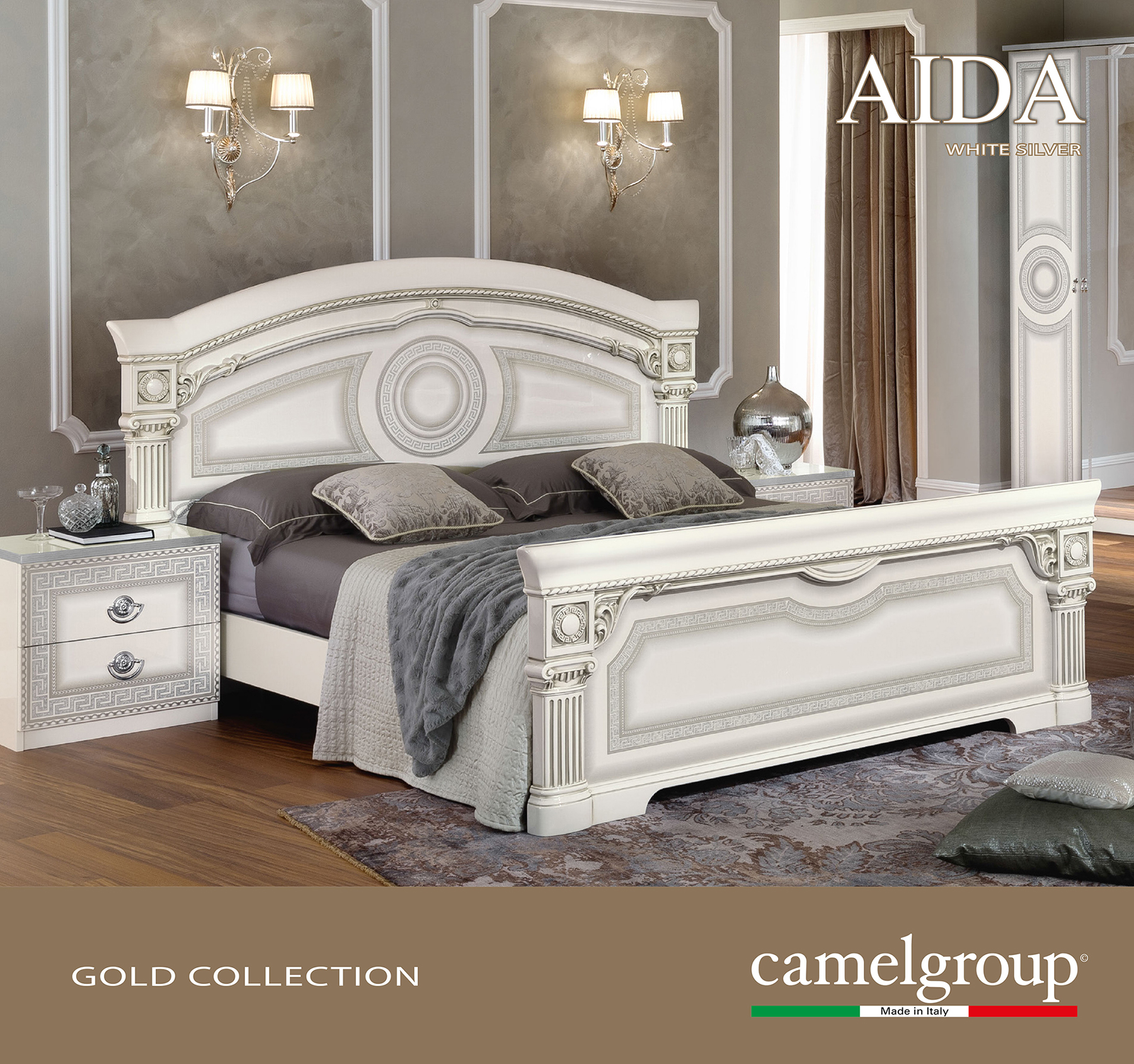 Aida Bed White w/Silver - Image 6