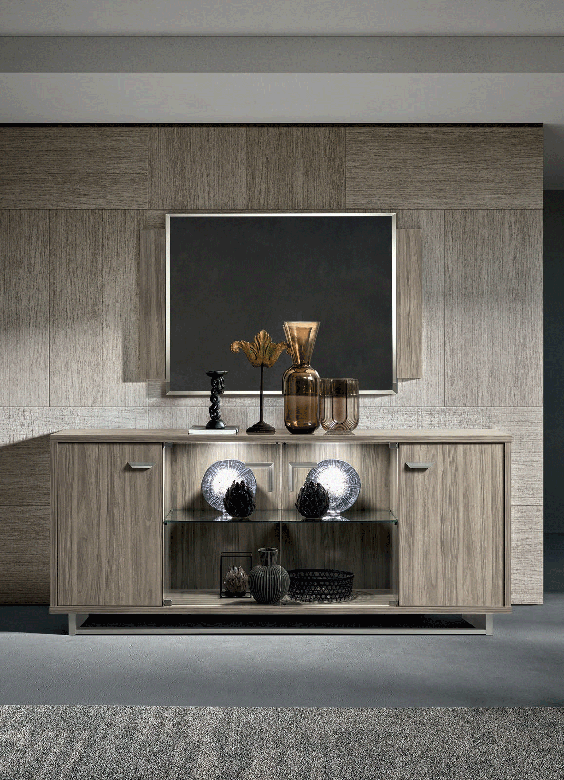 Volare 4 Door buffet w/ mirror GREY - Image 2