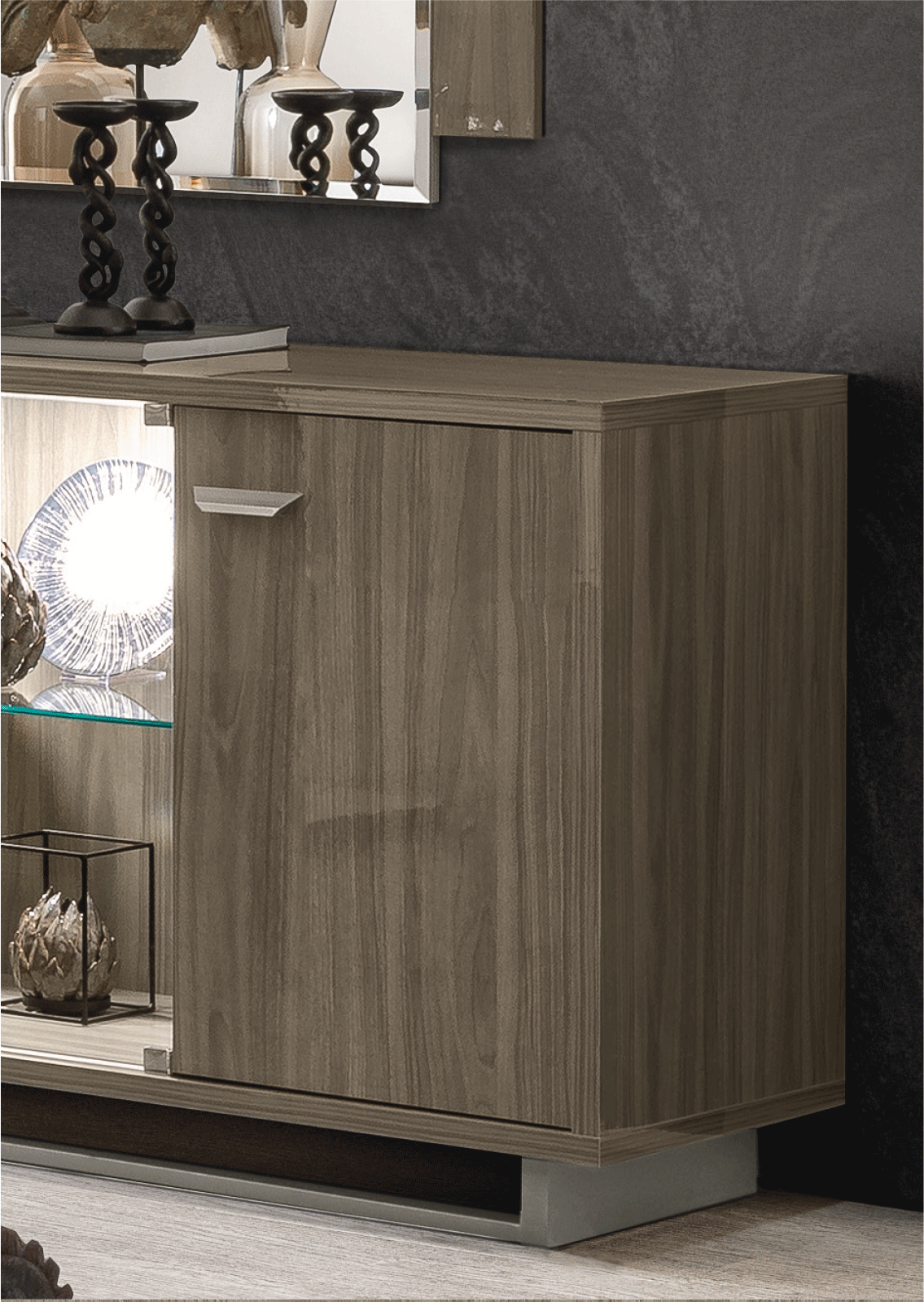Volare 4 Door buffet w/ mirror GREY - Image 3