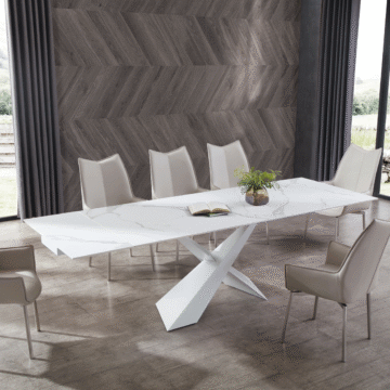 9113 Dining Table with 1218 swivel grey taupe chairs