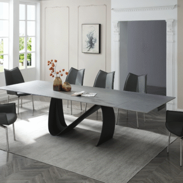 9087 Table Dark grey with 1218 swivel dark grey chair