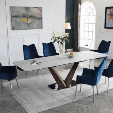 9188 Table with 1218 swivel blue chairs