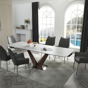 9188 Table with 1218 Swivel dark grey chairs
