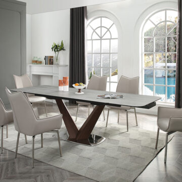 9188 Table with 1218 swivel grey taupe chairs