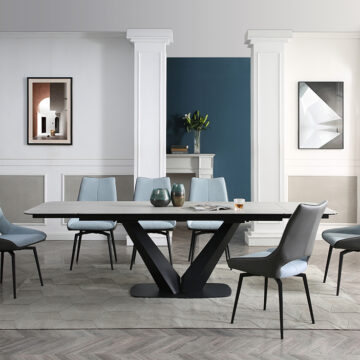 9189 Table with 1239 swivel blue chairs