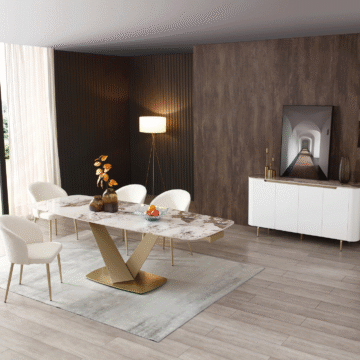 93 Dining Table with 2107 Chairs and 8010 buffet