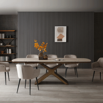 9368 Table Taupe with 1117 chairs
