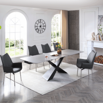 9422 Table with 1218 swivel Dark grey chairs