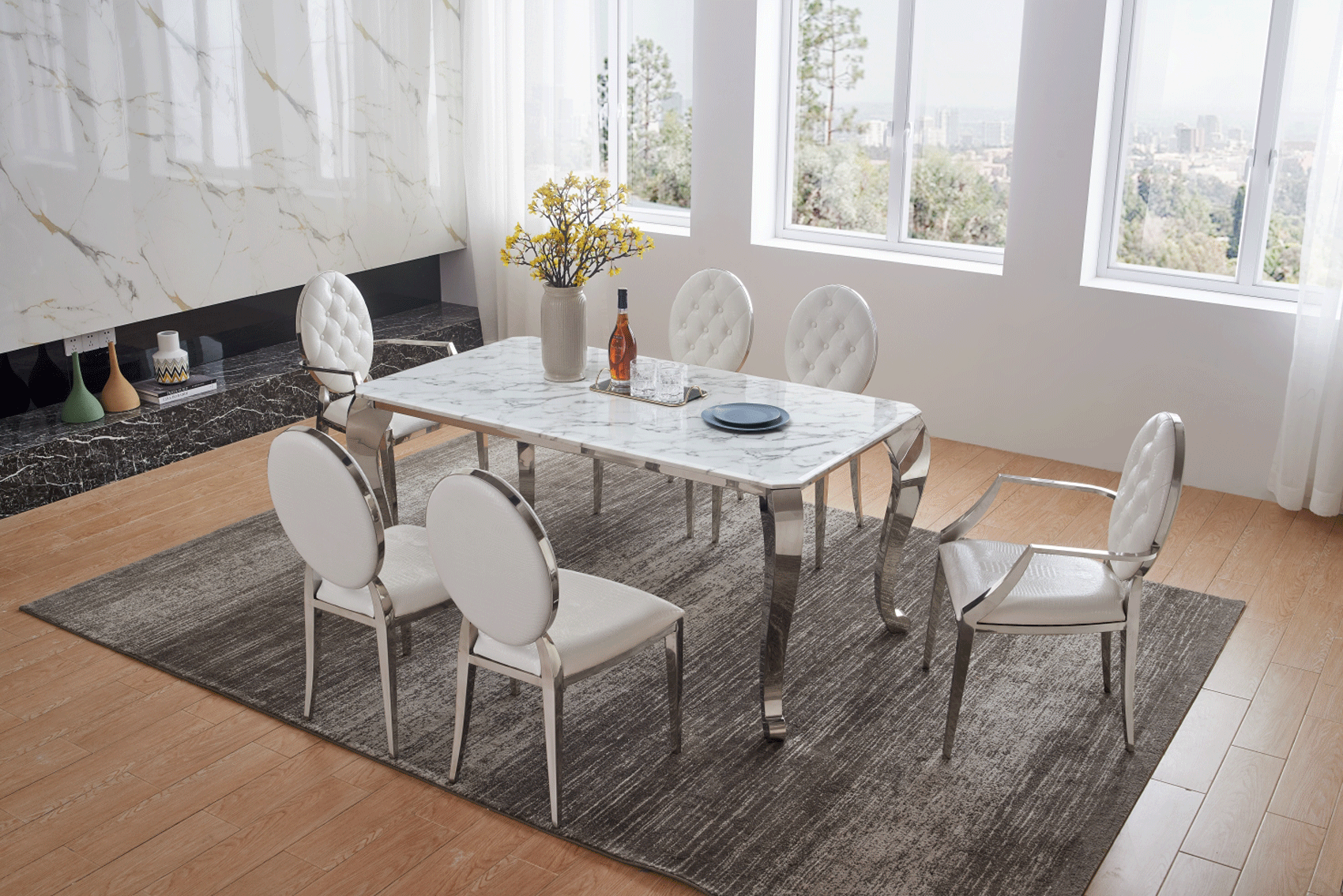 Zig Zag Dining Table with 110 White Chairs - Image 7