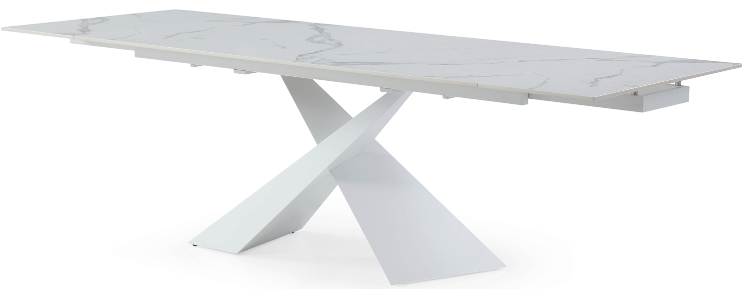 9113 White 63" Dining Table w/ext