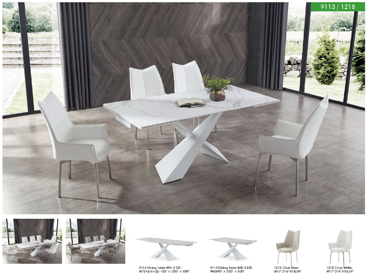 9113 White 71" Dining Table w/ext - Image 3