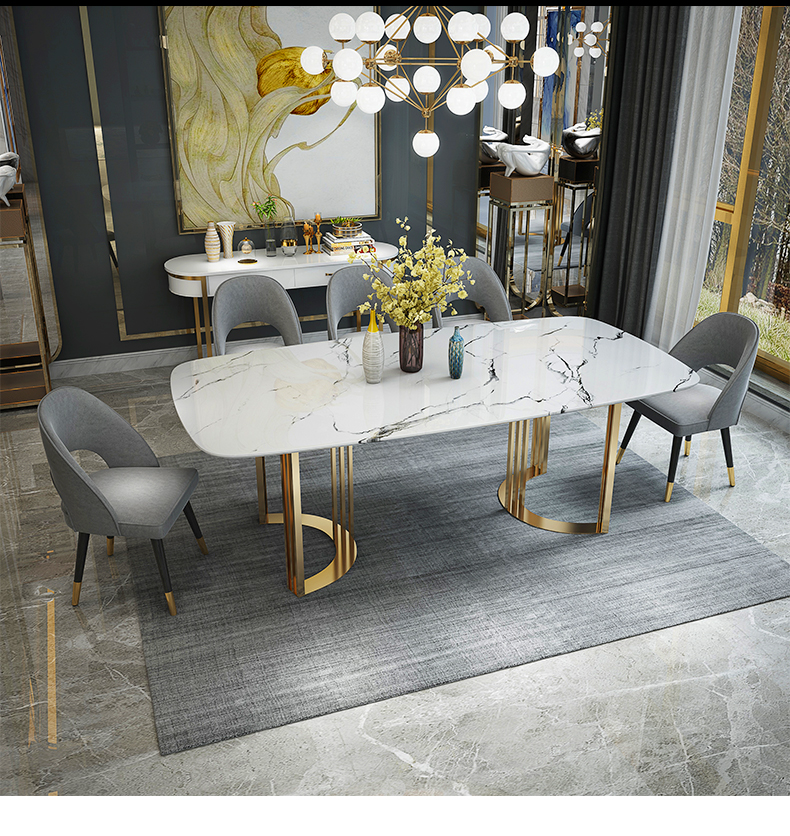 131 Gold Marble Dining Table - Image 3