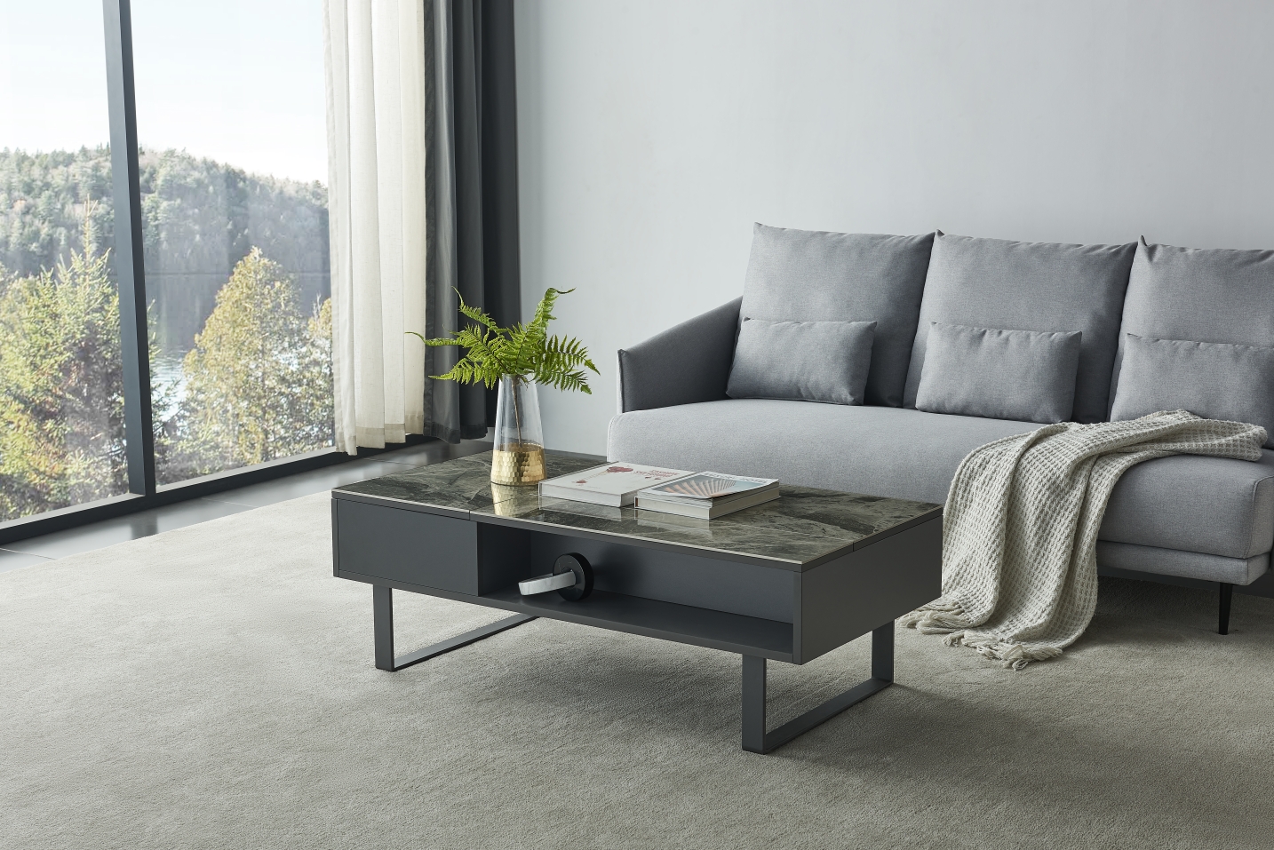 1388 Coffee Table w/ storage Grey - Image 2