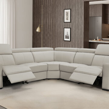 6021 Grey Sectional w/ manual recliners