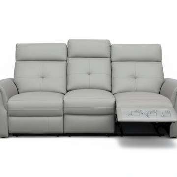 8501 Light Grey Sofa w/Manual Recliners