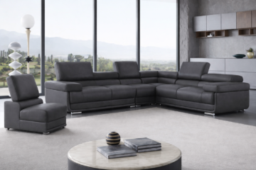 2119 Sectional with Extra Chair- Dark Grey, Composition 2