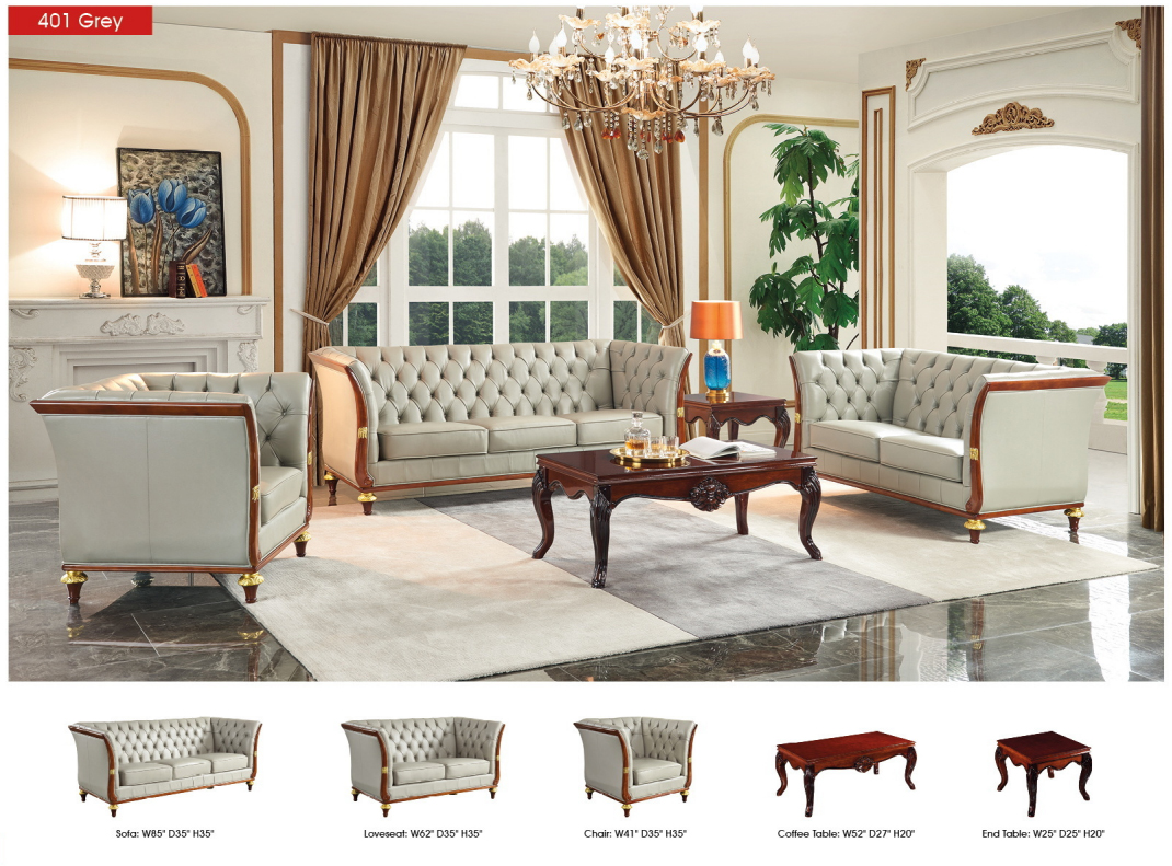 401 Grey Leather Sofa - Image 2