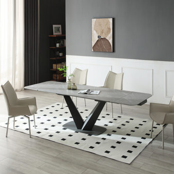 Cloud Table with 1218 swivel grey taupe chairs